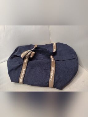 Bloomberg Duffle Canvas Bag Carry On Navy Blue Travel Overnight A2